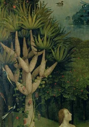 De boom van de kennis van goed en kwaad, detail van het rechterpaneel van De tuin der lusten, circa 1500